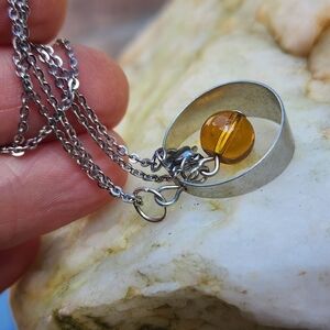 18K Gold plated Chain Natural Baltic Amber Honey Cognac Amber jewelry